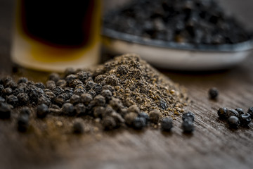 Ground black pepper with peppercorns